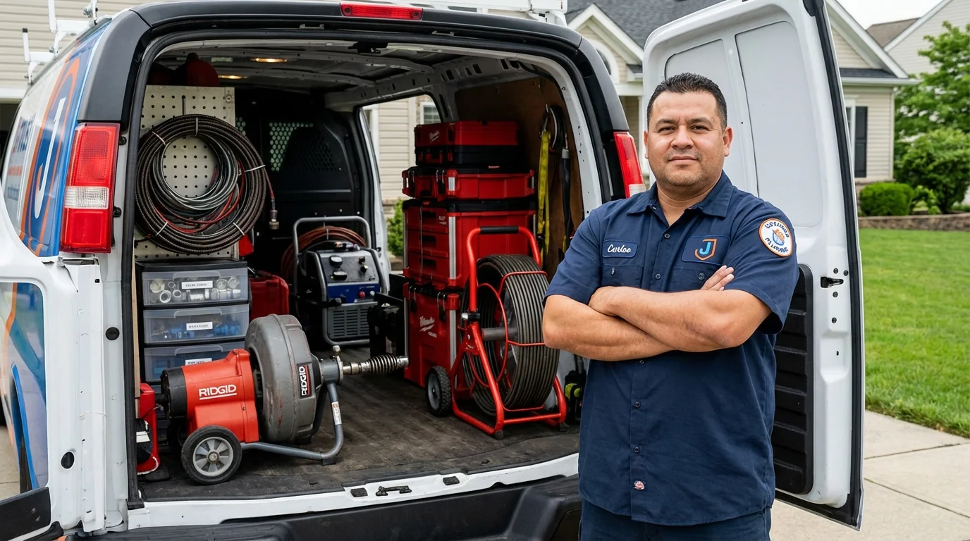 Professional drain cleaning equipment and Johns Plumbing LLC plumber in Cache
